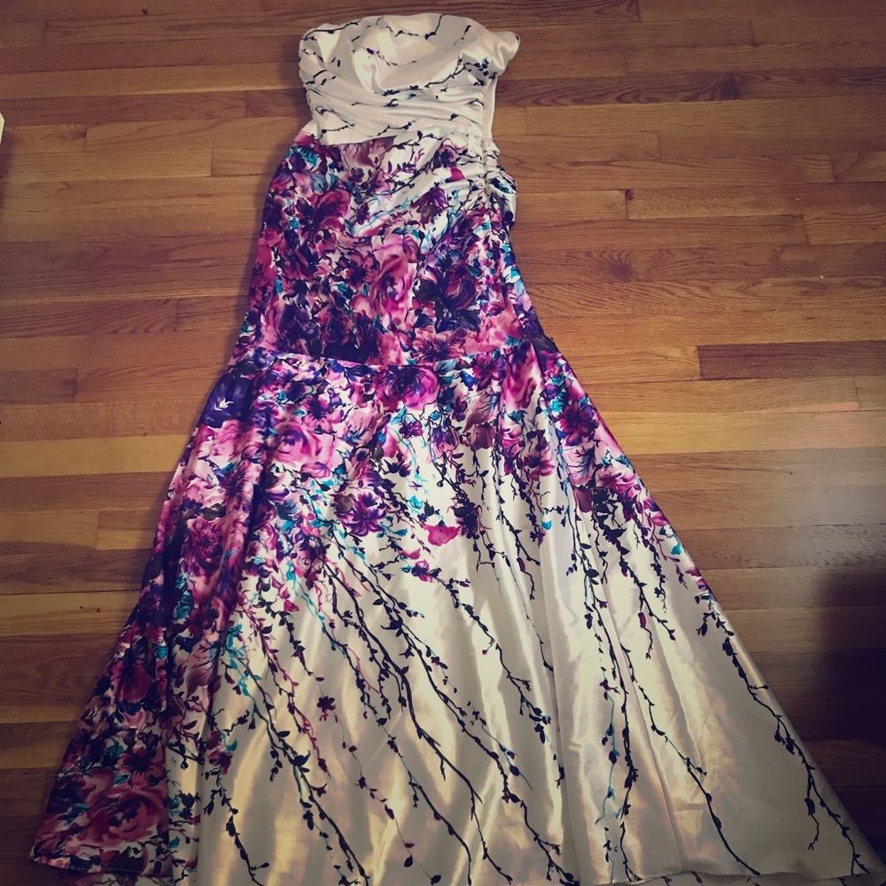 Long white dress with flowers